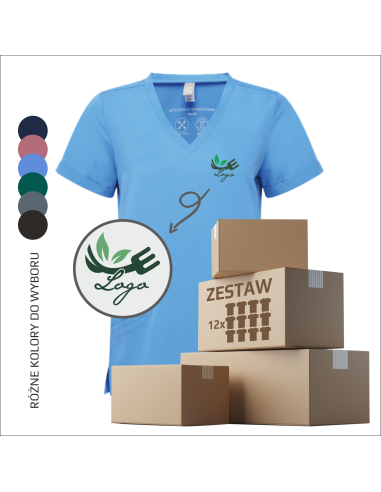 Jednokolorowa bluzka damska PERSONALIZOWANY HAFT Logo 12 sztuk