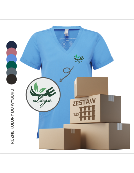 Jednokolorowa bluzka damska PERSONALIZOWANY HAFT Logo 12 sztuk