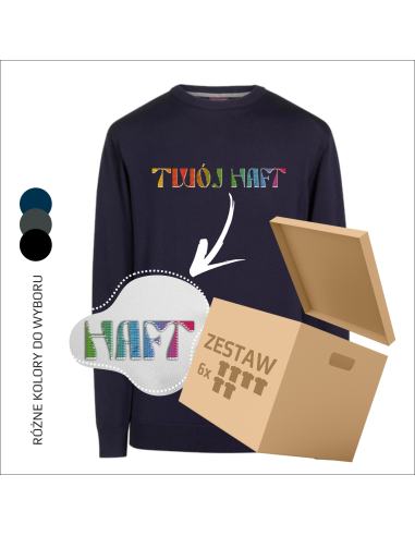 Męski sweter PERSONALIZOWANY HAFT Logo Twoja grafika 12 sztuk