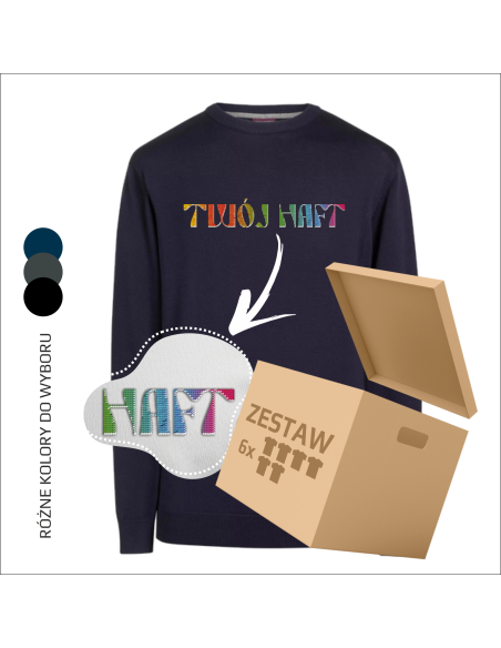 Męski sweter PERSONALIZOWANY HAFT Logo Twoja grafika 12 sztuk