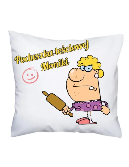 Poduszka z Nadrukiem Prezent dla Teściowej Imię Super
