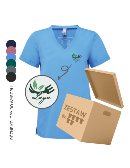 Jednokolorowa bluzka damska PERSONALIZOWANY HAFT Logo 12 sztuk