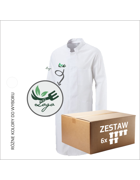 Męski fartuch medyczny TWOJA GRAFIKA Twoje Logo Firmy 6 sztuk