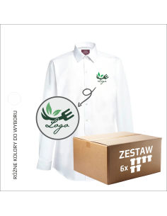 Biznesowa biała koszula męska TWOJE LOGO FIRMY Haft 6 sztuk
