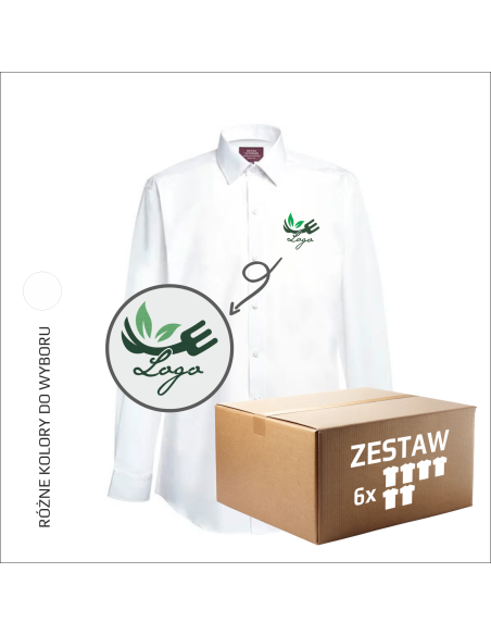 Biznesowa biała koszula męska TWOJE LOGO FIRMY Haft 6 sztuk
