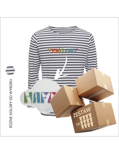 Koszulka w paski TWOJE LOGO FIRMY Haft Twój projekt 12 sztuk