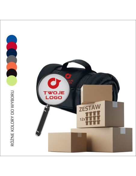Gadżet REKLAMOWY Kocyk z Twoim LOGO Grafiką FIRMY GADŻET Prezent 12 sztuk