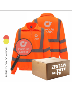 Odzież Firmowa Bluza odblaskowa z Zamkiem Z Twoim LOGO Grafiką 6 sztuk