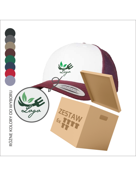 Czapka z daszkiem PERSONALIZOWANY HAFT Twój projekt Twoje logo 6 sztuk