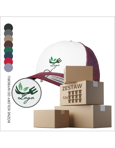 Personalizowana czapka z daszkiem TWOJA GRAFIKA Twój projekt logo 12 sztuk