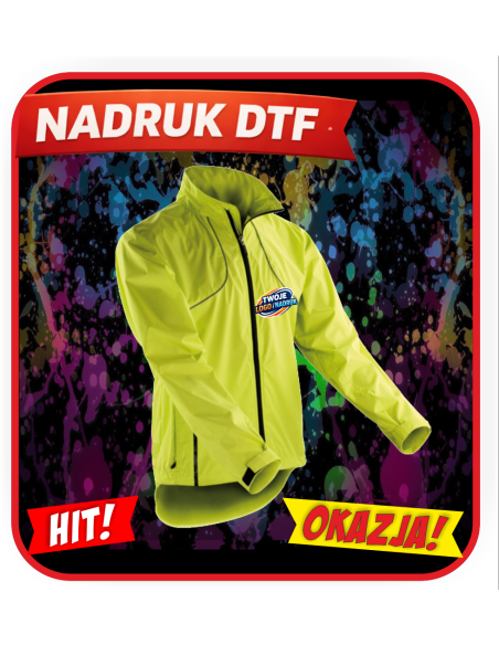 Kurtka sportowa odzież reklamowa DTF logo trwały nadruk pełny kolor