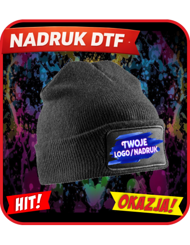 Dzianinowa czapka odzież reklamowa DTF logo trwały nadruk pełny kolor