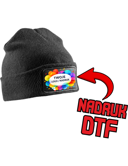 Dzianinowa czapka ODZIEŻ REKLAMOWA NADRUK DTF Logo grafika 20 sztuk