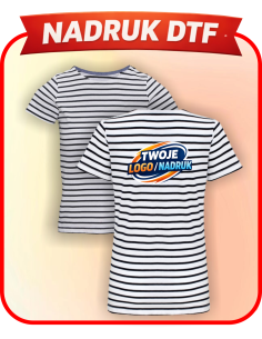 Damska Koszulka w paski odzież reklamowa DTF logo trwały nadruk pełny kolor