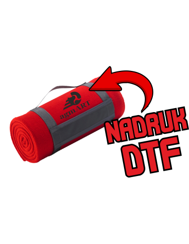 Koc polarowy odzież reklamowa DTF logo trwały nadruk pełny kolor