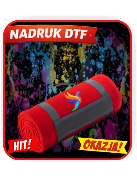 Koc polarowy ODZIEŻ REKLAMOWA NADRUK DTF Logo grafika 20sztuk