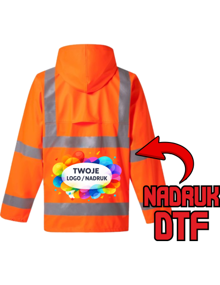 Kurtka przeciwdeszczowa firmowa PERSONALIZACJA NADRUK DTF logo 10 SZT
