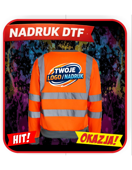 Meska bluza robocza odzież reklamowa DTF logo trwały nadruk pełny kolor