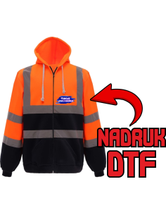 Męska Bluza odblaskowa odzież reklamowa DTF logo trwały nadruk pełny kolor