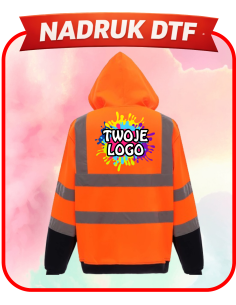 Męska Bluza odblaskowa ODZIEŻ REKLAMOWA NADRUK DTF Logo grafika 20 sztuk