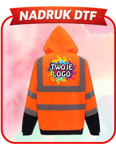 Męska Bluza odblaskowa ODZIEŻ REKLAMOWA NADRUK DTF Logo grafika 20 sztuk