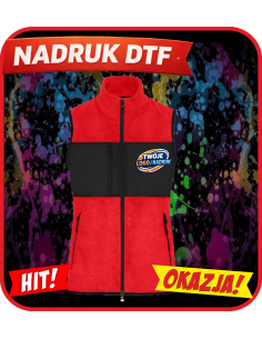 Kamizelka polarowa damska odzież reklamowa DTF logo trwały nadruk pełny kolor