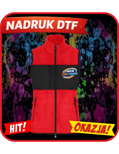 Kamizelka polarowa damska odzież reklamowa DTF logo trwały nadruk pełny kolor