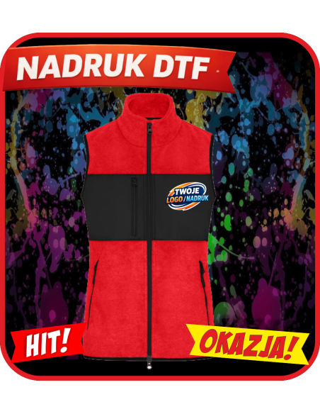 Kamizelka polarowa damska odzież reklamowa DTF logo trwały nadruk pełny kolor