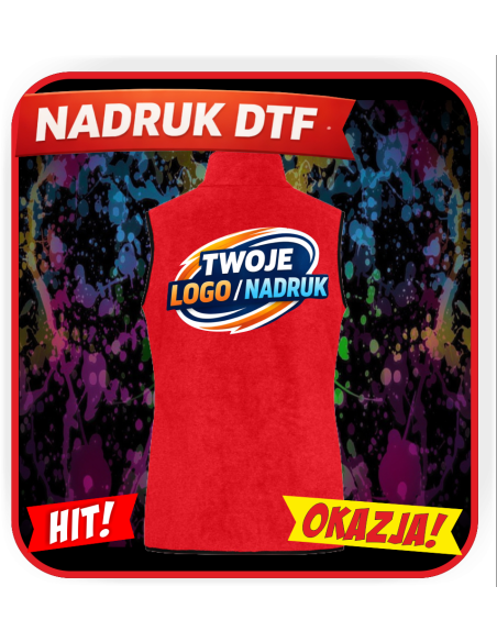 Kamizelka polarowa damska odzież reklamowa DTF logo trwały nadruk pełny kolor