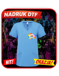 Damska tunika odzież reklamowa DTF logo trwały nadruk pełny kolor