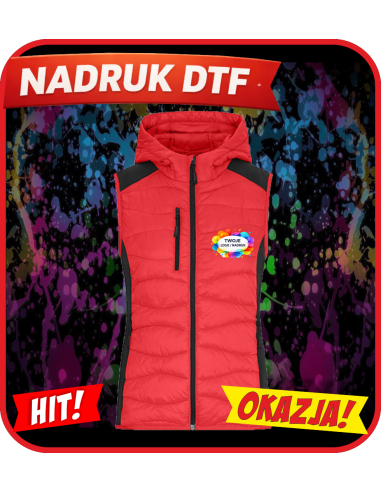 Damska kamizelka odzież reklamowa DTF logo trwały nadruk pełny kolor
