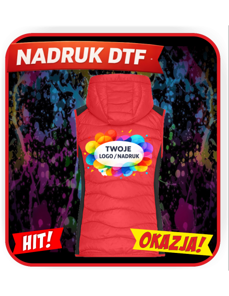 Damska kamizelka odzież reklamowa DTF logo trwały nadruk pełny kolor
