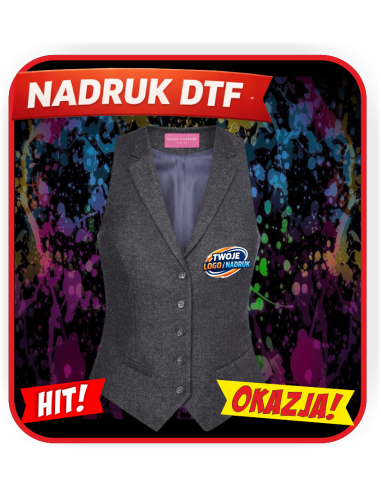 Kamizelka damska odzież reklamowa DTF logo trwały nadruk pełny kolor