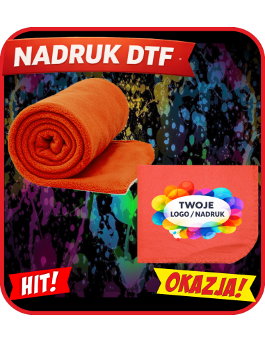 Koc Polarowy firmowa PERSONALIZACJA NADRUK DTF Twoja grafika 10 SZT