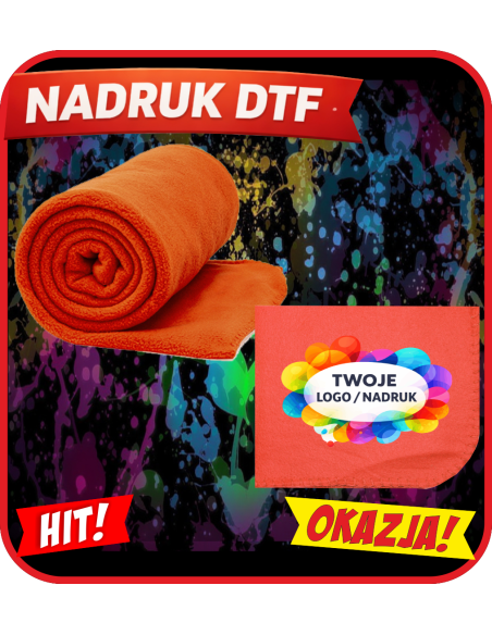 Koc Polarowy firmowa PERSONALIZACJA NADRUK DTF Twoja grafika 10 SZT