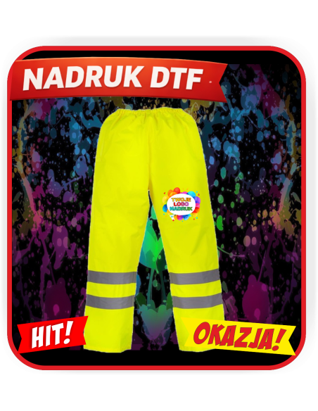 Wodoodporne spodnie odzież reklamowa DTF logo trwały nadruk pełny kolor