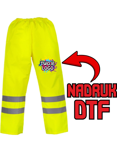 Wodoodporne spodnie ODZIEŻ REKLAMOWA NADRUK DTF Logo grafika 20sztuk