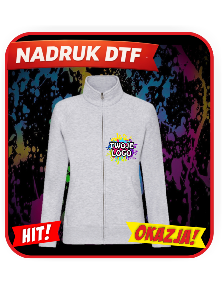 Damska bluza dresowa odzież reklamowa DTF logo trwały nadruk pełny kolor