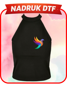Krótki top damski odzież reklamowa DTF logo trwały nadruk pełny kolor