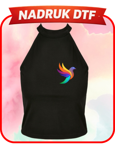 Krótki top damski odzież reklamowa DTF logo trwały nadruk pełny kolor