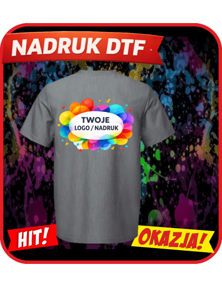 Tunika męska odzież reklamowa DTF logo trwały nadruk pełny kolor
