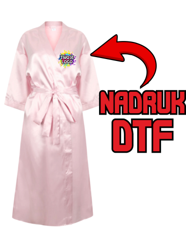 Szlafrok damski satynowy ODZIEŻ REKLAMOWA NADRUK DTF Logo grafika 20sztuk