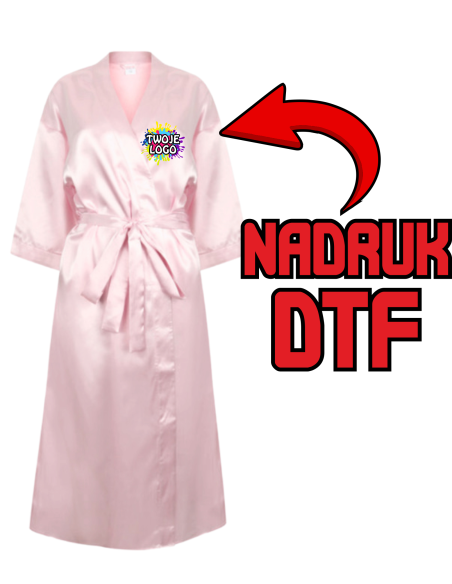 Szlafrok damski satynowy ODZIEŻ REKLAMOWA NADRUK DTF Logo grafika 20sztuk