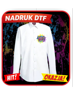 Koszula męska odzież reklamowa DTF logo trwały nadruk pełny kolor