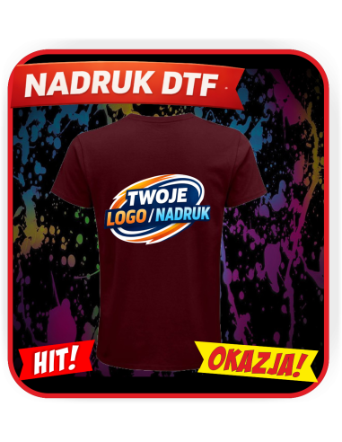 Męska koszulka odzież reklamowa DTF logo trwały nadruk pełny kolor