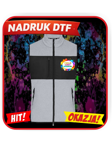 Męska kamizelka polarowa odzież reklamowa DTF logo trwały nadruk pełny kolor
