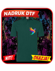 Męska polówka odzież reklamowa DTF logo trwały nadruk pełny kolor