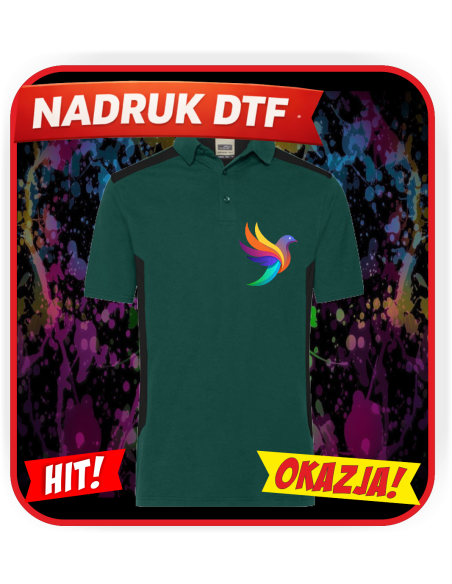 Męska polówka odzież reklamowa DTF logo trwały nadruk pełny kolor