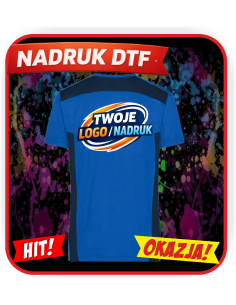Męska koszulka robocza odzież reklamowa DTF logo trwały nadruk pełny kolor