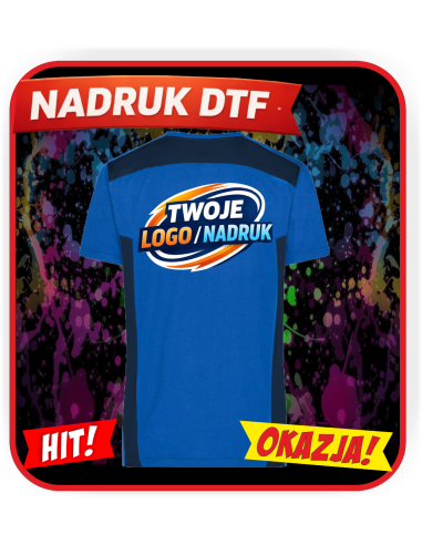 Męska koszulka robocza odzież reklamowa DTF logo trwały nadruk pełny kolor